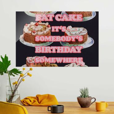 Glass print - Eat Cake It's Birthday - Landscape format 3:2