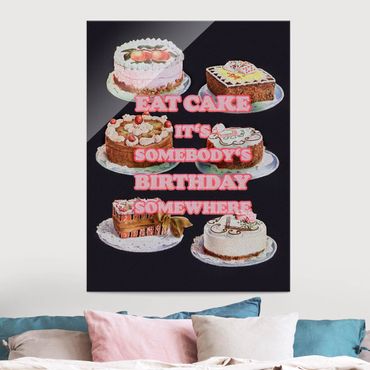 Glass print - Eat Cake It's Birthday - Portrait format 3:4
