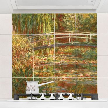 Tile sticker with image - Claude Monet - Waterlily Pond And Japanese Bridge (Harmony In Pink)