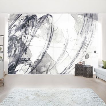 Sliding panel curtains set - Sonar Black And White I