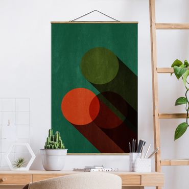 Fabric print with poster hangers - Abstract Shapes - Circles In Green And Red