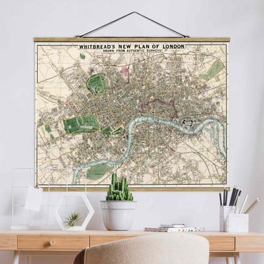 Fabric print with poster hangers - Vintage Map London