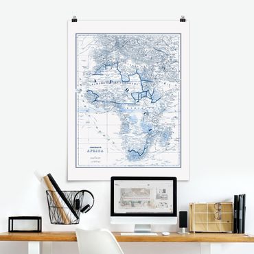 Poster city, country & world maps - Map In Blue Tones - Africa