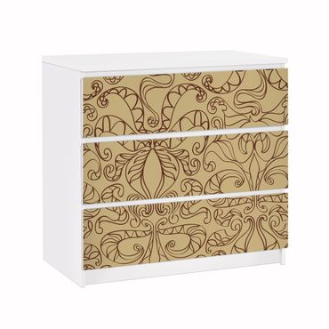 Adhesive film for furniture IKEA - Malm chest of 3x drawers - Spiritual Pattern Beige
