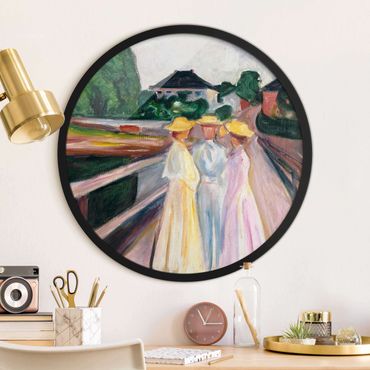 Circular framed print - Edvard Munch - Three Girls