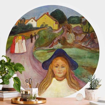Self-adhesive round wallpaper - Edvard Munch - White Night