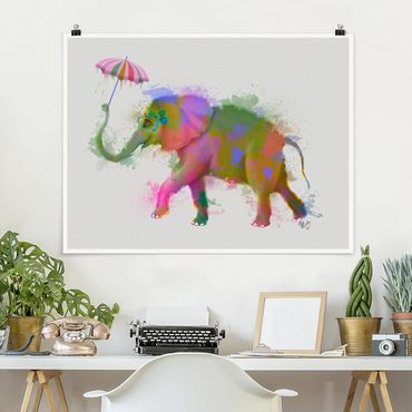 Poster - Rainbow Splash Elephant