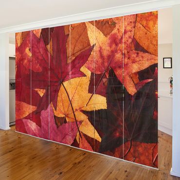 Sliding panel curtains set - Coloured Leaves