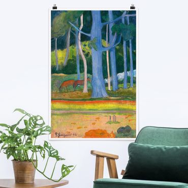 Poster art print - Paul Gauguin - Landscape with blue Tree Trunks