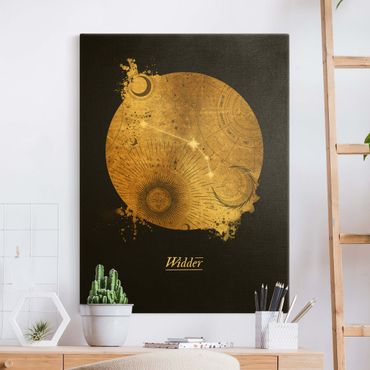 Canvas print gold - Zodiac Sign Aries Gray Gold
