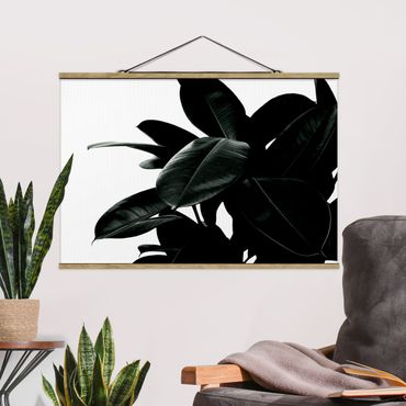 Fabric print with poster hangers - Rubber Tree Dark Green