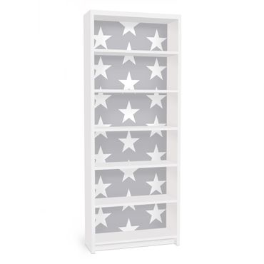 Adhesive film for furniture IKEA - Billy bookcase - White Stars On Grey Background