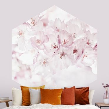 Self-adhesive hexagonal pattern wallpaper - A Touch Of Cherry Blossoms