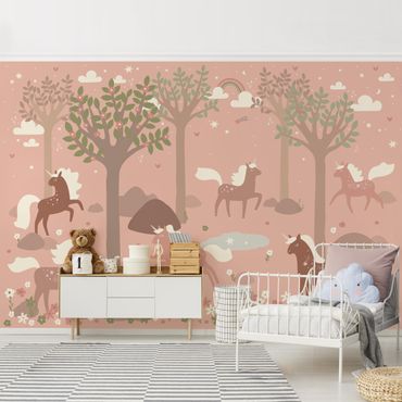 Wallpaper - Unicorns in the Pink Forest
