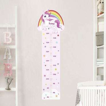 Wall sticker height chart for kids - Unicorn Rainbow With Customised Name