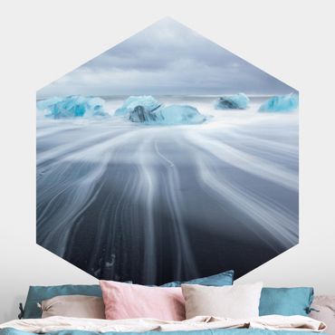 Self-adhesive hexagonal pattern wallpaper - Frozen Landscape