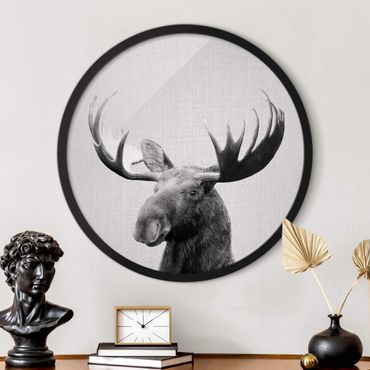 Circular framed print - Elk Erhardt Black And White