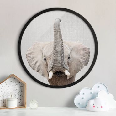 Circular framed print - Elephant Ewald