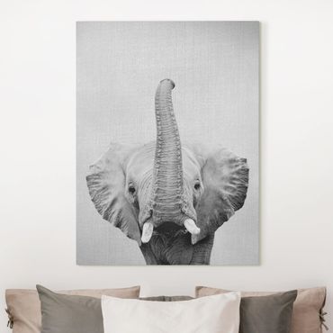 Canvas print - Elephant Ewald Black And White - Portrait format 3:4