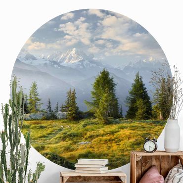 Self-adhesive round wallpaper - Émosson Wallis Switzerland