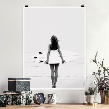 Poster art print - Chill Surfer Girl With Board