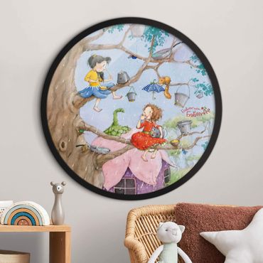 Circular framed print - Little Strawberry Strawberry Fairy - It's Raining