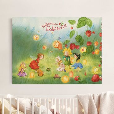 Natural canvas print - Little Strawberry Strawberry Fairy - Lanterns - Landscape format 4:3