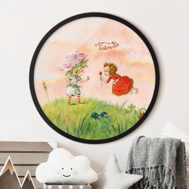 Circular framed print - Little Strawberry Strawberry Fairy - Pink Rose