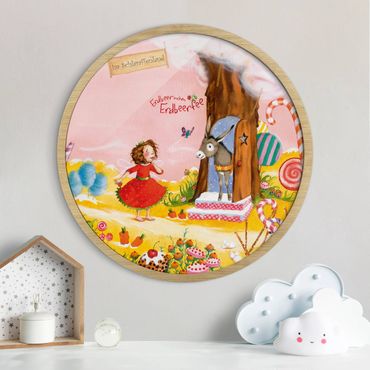 Circular framed print - Little Strawberry Strawberry Fairy - Land Of Plenty