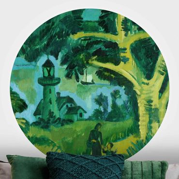 Self-adhesive round wallpaper - Ernst Ludwig Kirchner - Lighthouse On Fehmarn