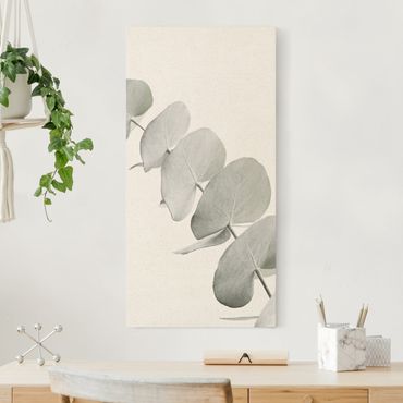 Natural canvas print - Eucalyptus Branch In White Light - Portrait format 1:2