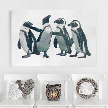 Canvas print - Illustration Penguins Black And White Watercolour