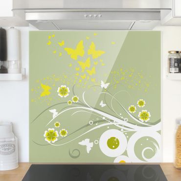 Glass Splashback - Butterflies In The Spring - Square 1:1