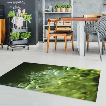 Vinyl Floor Mat - Green Seeds In The Rain - Portrait Format 1:2