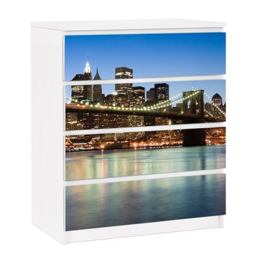 Adhesive film for furniture IKEA - Malm chest of 4x drawers - Brooklyn Bridge In New York