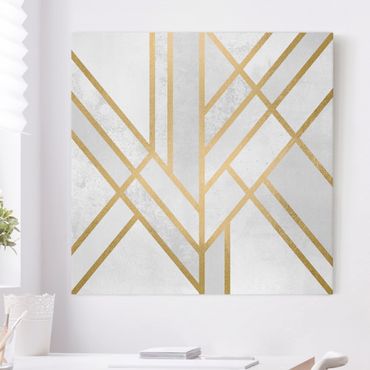 Canvas print - Art Deco Geometry White Gold