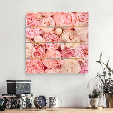 Print on wood - Roses Rosé Coral Shabby