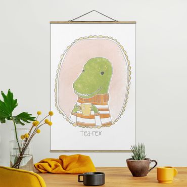 Fabric print with poster hangers - Caffeinated Dinosaur