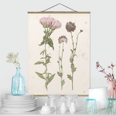 Fabric print with poster hangers - Herbarium In Pink III
