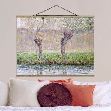 Fabric print with poster hangers - Claude Monet - Willow Trees Spring