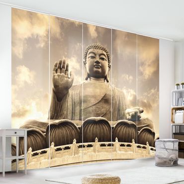 Sliding panel curtains set - Big Buddha Sepia