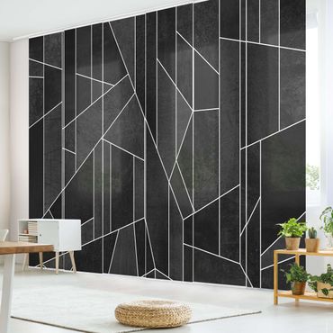Sliding panel curtain - Black And White Geometric Watercolour