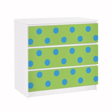 Adhesive film for furniture IKEA - Malm chest of 3x drawers - No.DS92 Dot Design Girly Green