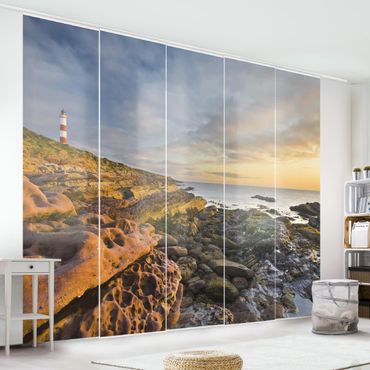Sliding panel curtains set - Tarbat Ness Ocean & Lighthouse At Sunset