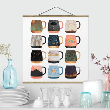 Fabric print with poster hangers - Favorite Mugs With Gold