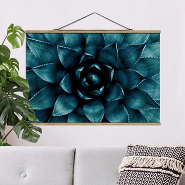 Fabric print with poster hangers - Succulent Petrol II