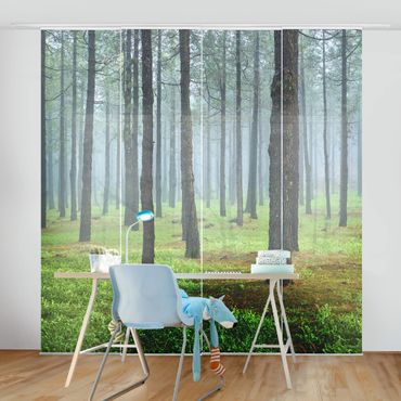 Sliding panel curtains set - Deep Forest With Pine Trees On La Palma