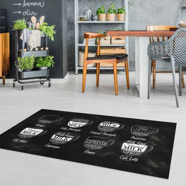 Vinyl Floor Mat - Coffee Varieties Chalkboard - Landscape Format 2:1