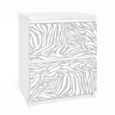 Adhesive film for furniture IKEA - Malm chest of 2x drawers - Zebra Design Light Grey Stripe Pattern