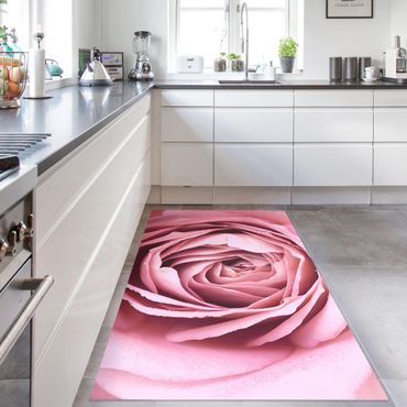 Vinyl Floor Mat - Pink Rose Blossom - Landscape Format 2:1